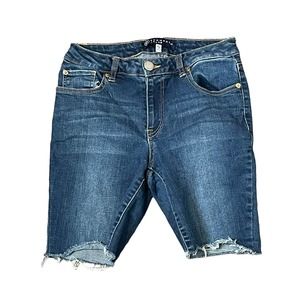 Boom Boom Jeans Shorts Stretch Cut Off Frayed Hem Blue Denim Low-Rise Women 5‎